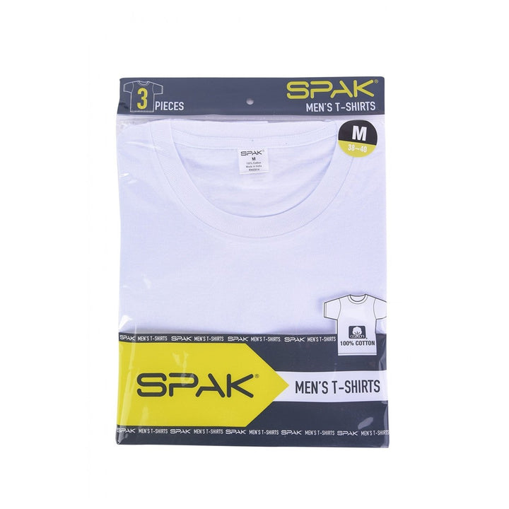 Spak Mens 3-Pack 100% Cotton White T-Shirts Classic Essential Wardrobe Tee Image 3