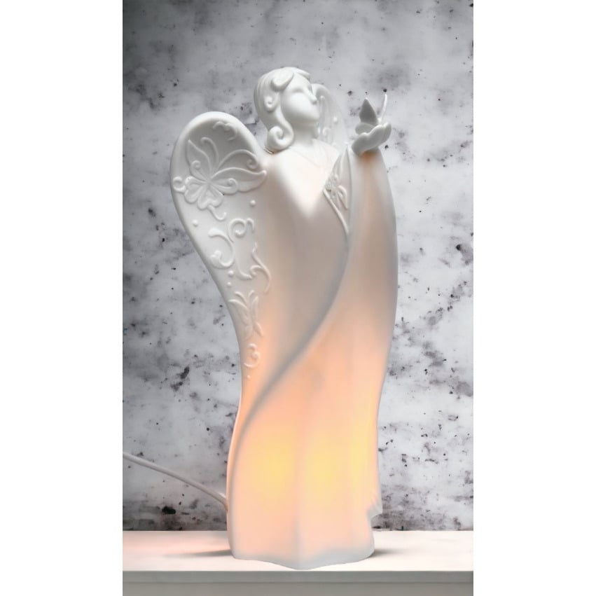 Ceramic Angel Butterfly Night Light 9in Religious Image 1