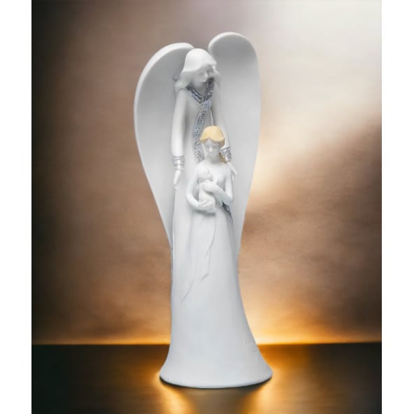 Ceramic Angel Mother Baby Figurine 4x3.625x9.75 Religious Gift Image 1