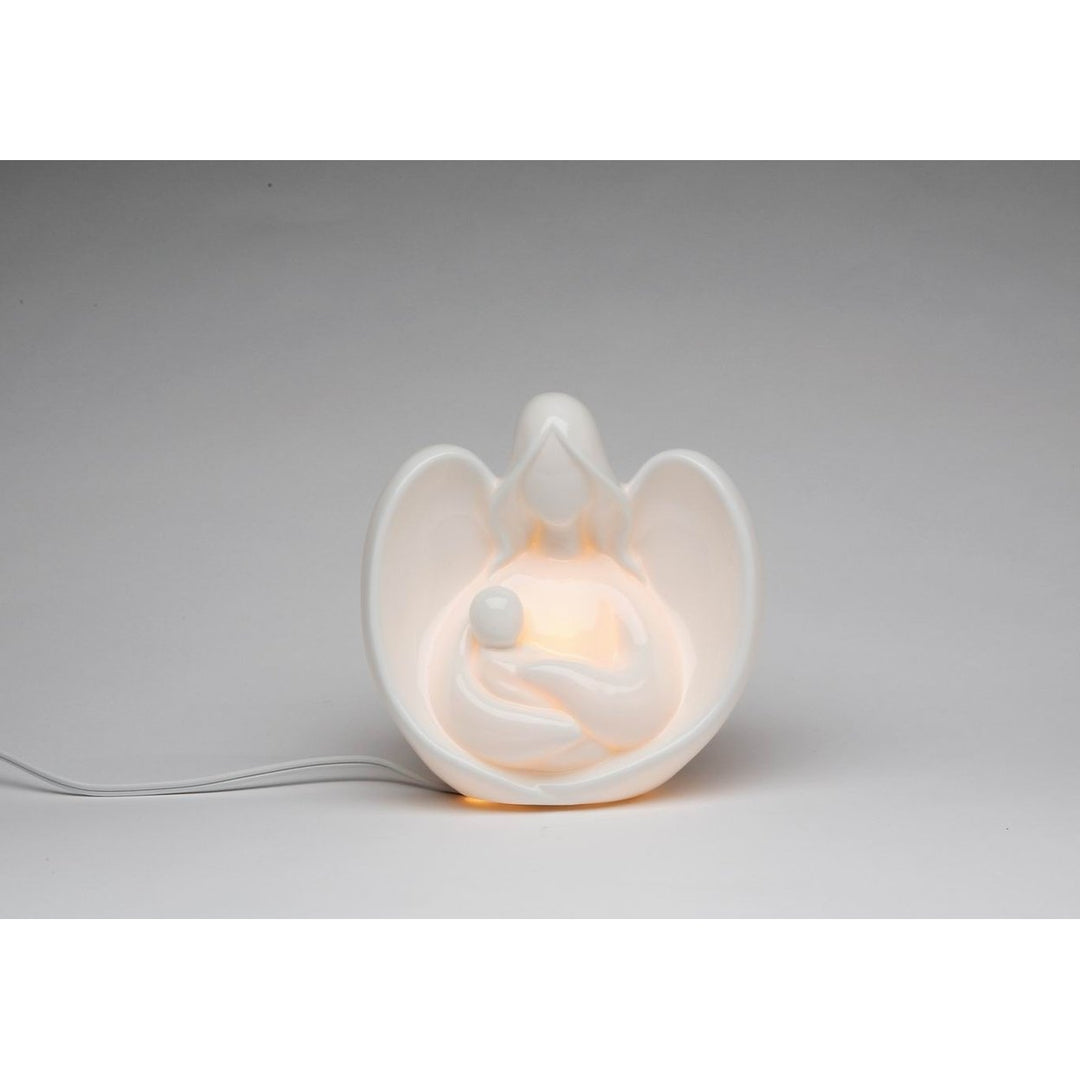 Ceramic Angel Baby Night Light 5.5" Gift Nursery Baptism Image 3