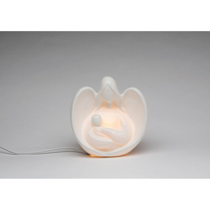 Ceramic Angel Baby Night Light 5.5" Gift Nursery Baptism Image 3