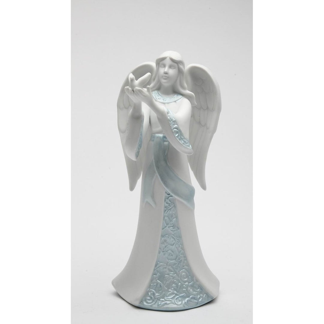 Ceramic Angel Holding Dove Figurine 7.125in Religious Image 3