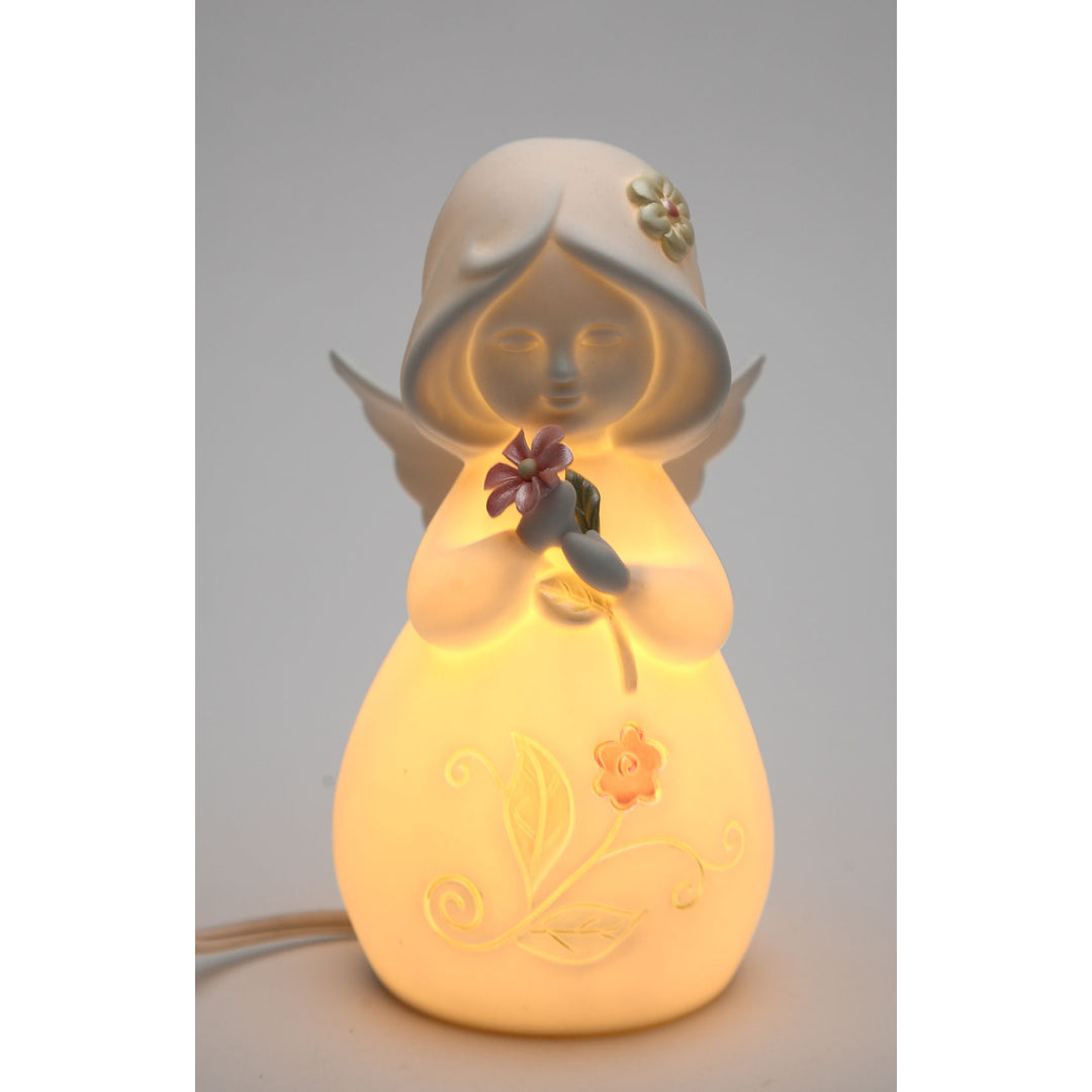 Ceramic Angel With Flower Nightlight Home D cor Religious D cor Religious Gift Church D cor, Image 3