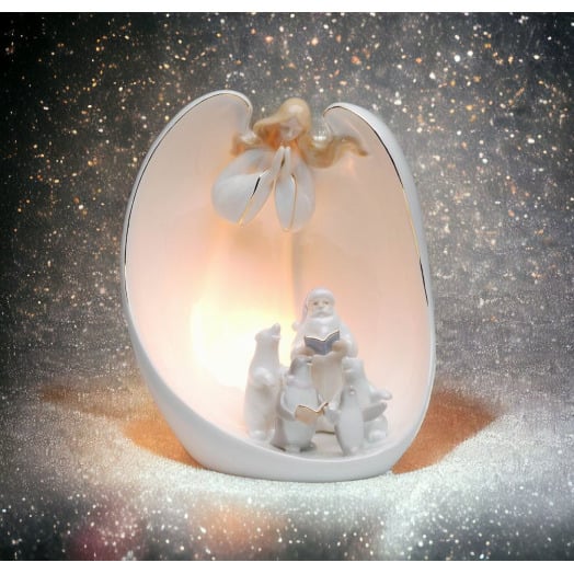 Ceramic Guardian Angel Night Light 7.75" Christmas Image 1