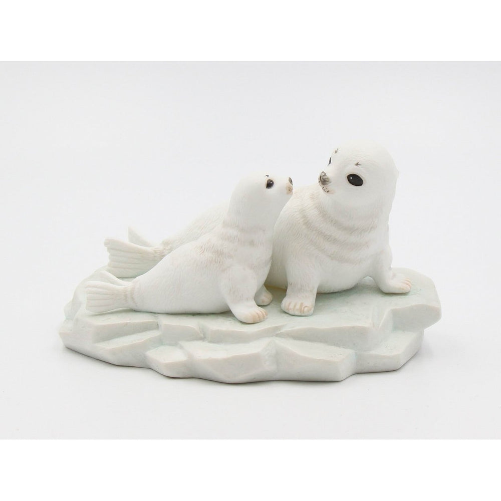 Ceramic Arctic Seal Mom and Baby Figurine 7.375in Gift for Nature Lovers Image 2