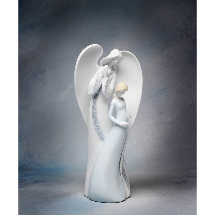 Ceramic Angel Figurine Pregnant Mother 9.5" Religious Gift Baby Image 3