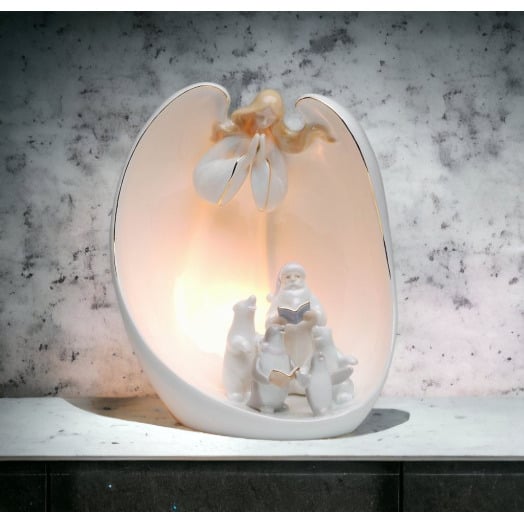 Ceramic Guardian Angel Night Light 7.75" Christmas Image 2