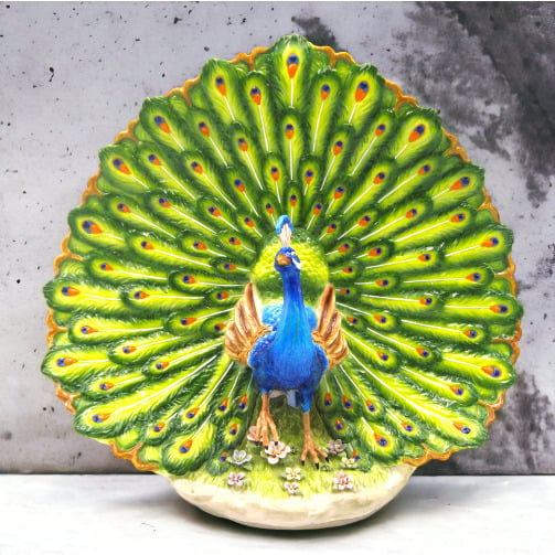 Ceramic Peacock Centerpiece 17"x6.6"x15.1" Tail Design Image 2