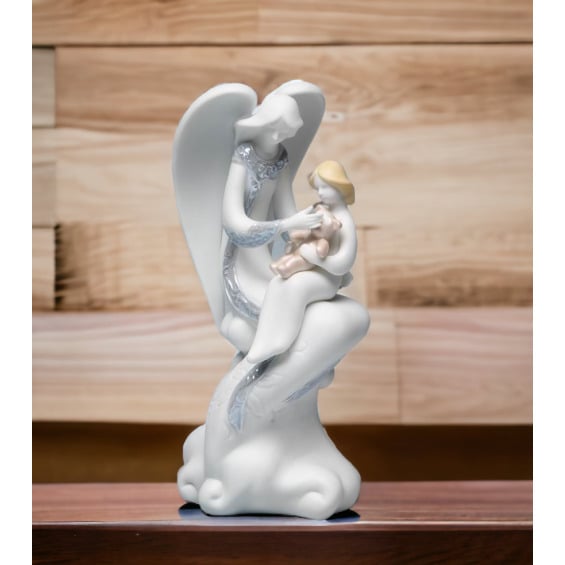 Ceramic Nursing Angel Figurine 8in Home  Mother Image 2