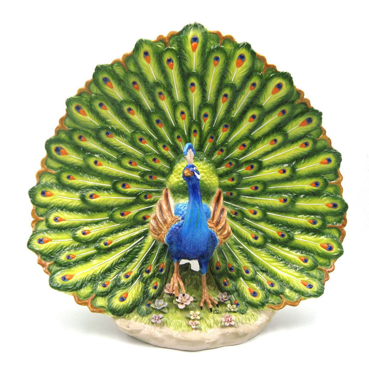 Ceramic Peacock Centerpiece 17"x6.6"x15.1" Tail Design Image 3