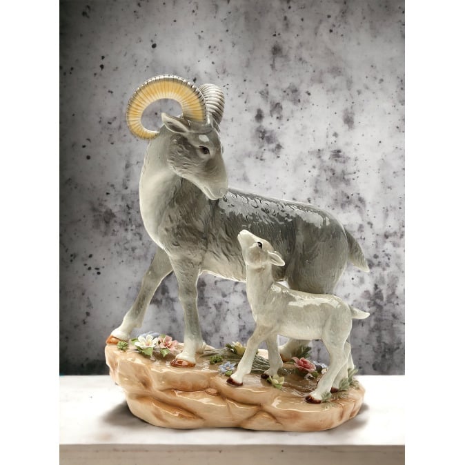 Ceramic Mountain Ram Figurine 8x5x10 Nature Lover Home Gift Image 2