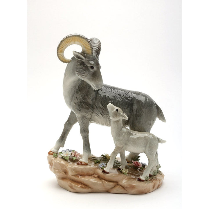 Ceramic Mountain Ram Figurine 8x5x10 Nature Lover Home Gift Image 3