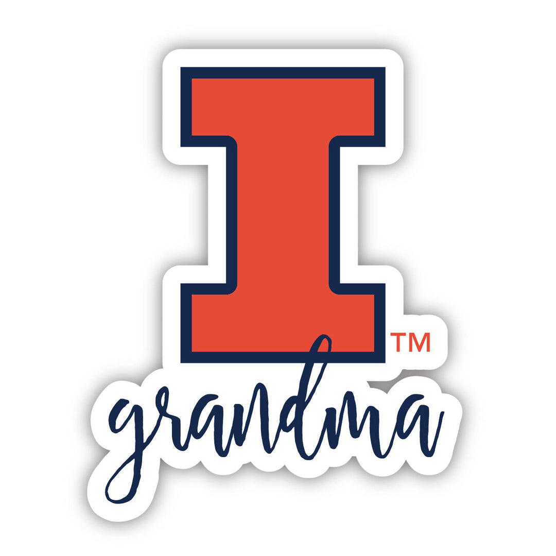 Illinois Fighting Illini Proud Grandma 4-Inch NCAA High-Definition Magnet - Versatile Metallic Surface Adornment Image 1