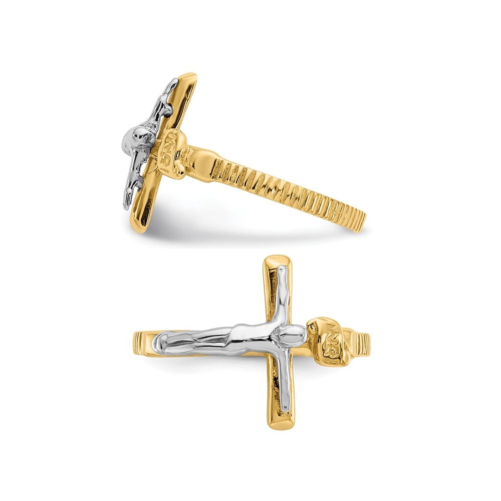 10K Yellow Gold INRI Crucifix Cross Ring Image 4