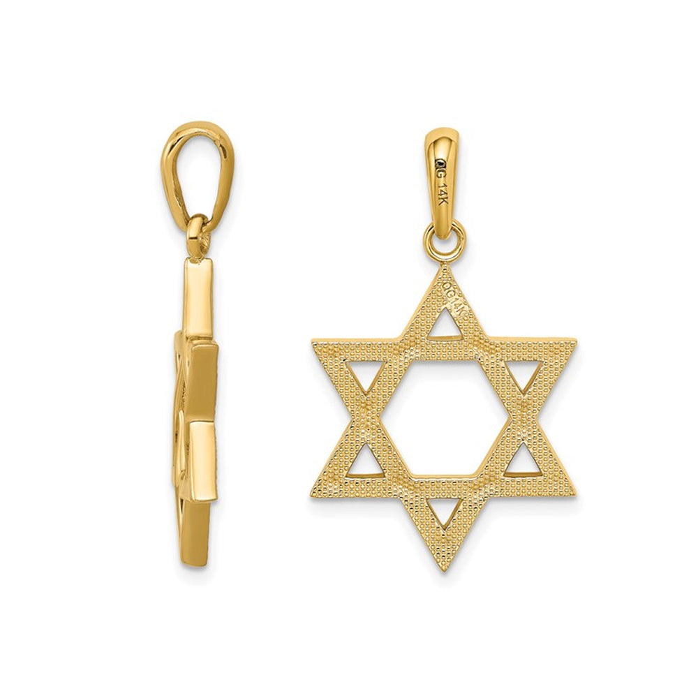 10K Yellow Gold Star Of David Pendant Necklace with Chain Image 3