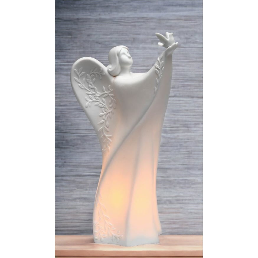 Ceramic Angel Night Light 9.5 Inches Religious  Dove Image 1