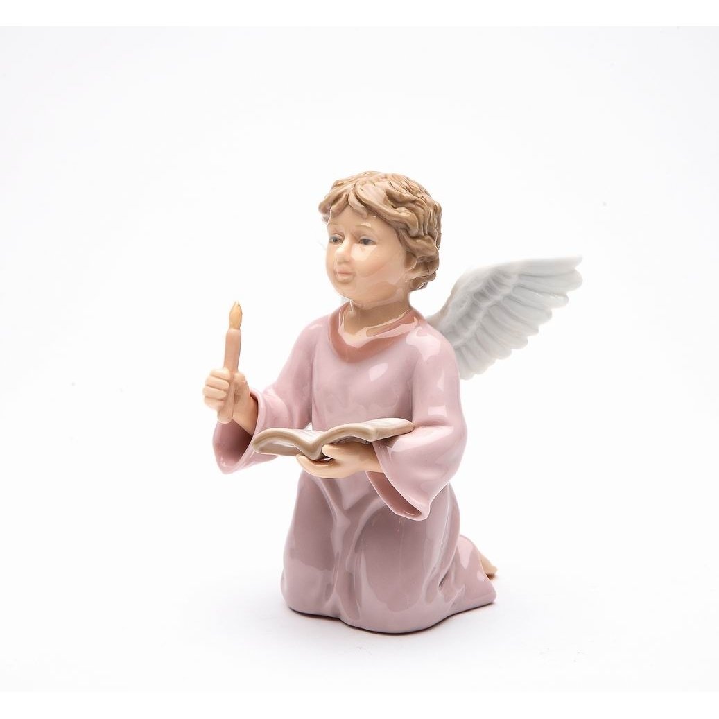 Ceramic Angel Holding Book Candle Figurine 3.5in Religious Gift Image 3