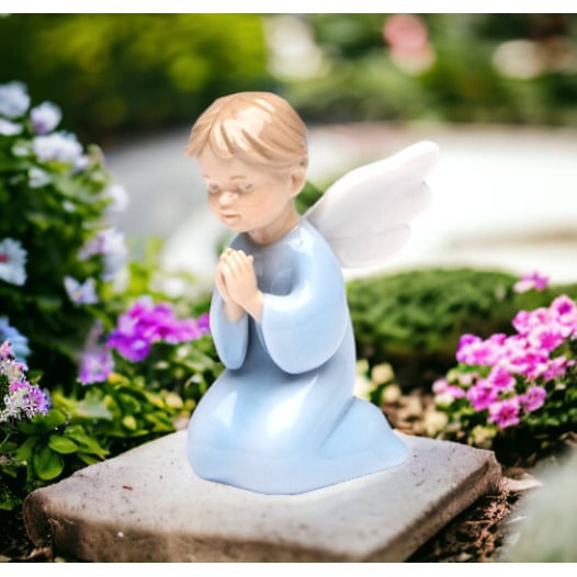 Ceramic Praying Boy Angel Figurine 2in Religious Image 1