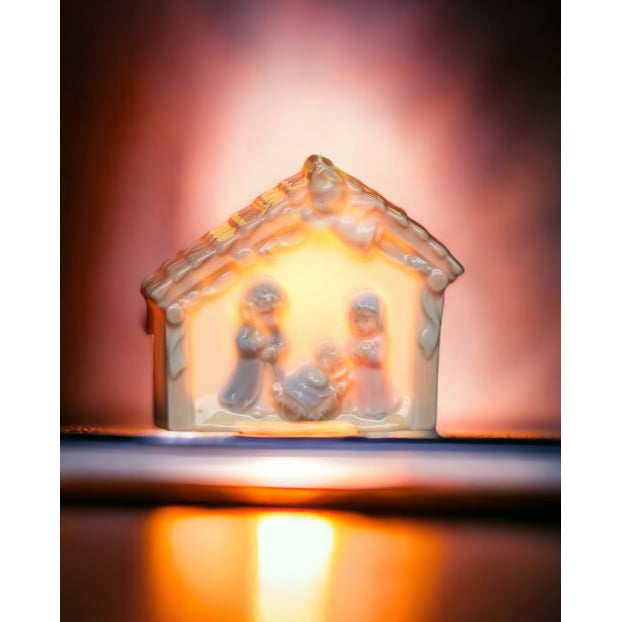 Ceramic Holy Family Plug-In Night Light 4.25in Christmas Religious Image 2