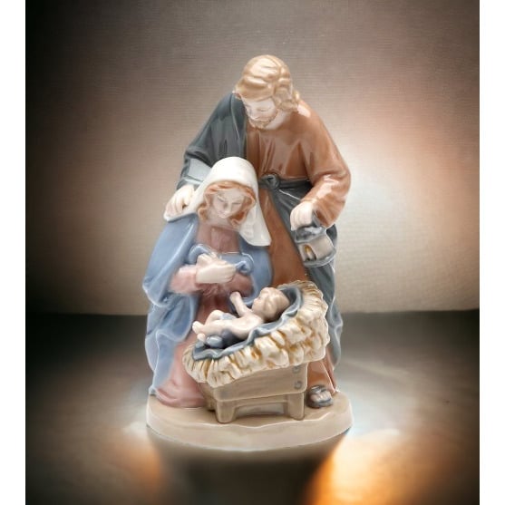 Ceramic Holy Family Nativity Figurine 4" Christmas Gift Image 2