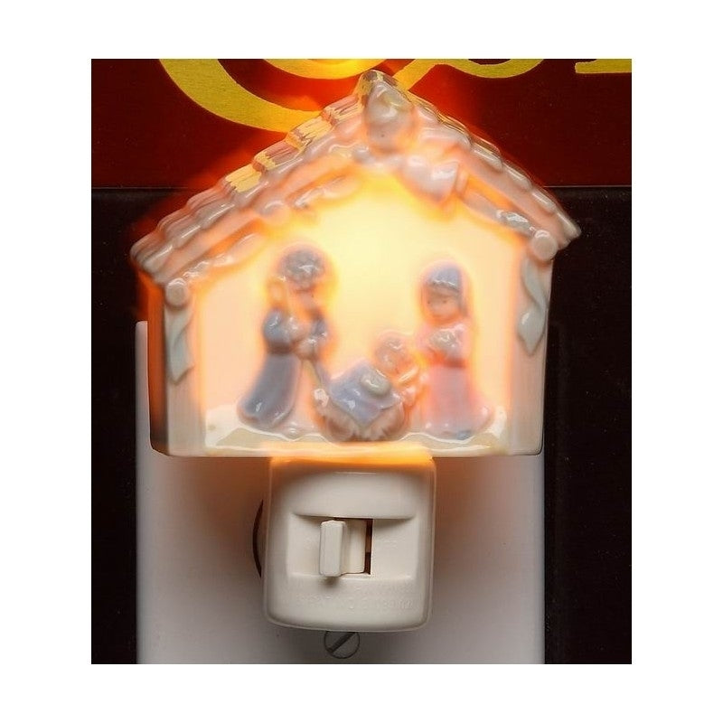 Ceramic Holy Family Plug-In Night Light 4.25in Christmas Religious Image 3