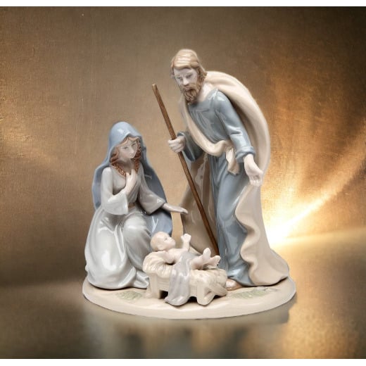 Ceramic Holy Family Nativity Figurine Large 5 5/8" Religious Image 1