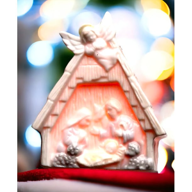 Ceramic Nativity Night Light 2.875x1.25 Religious Gift Image 1