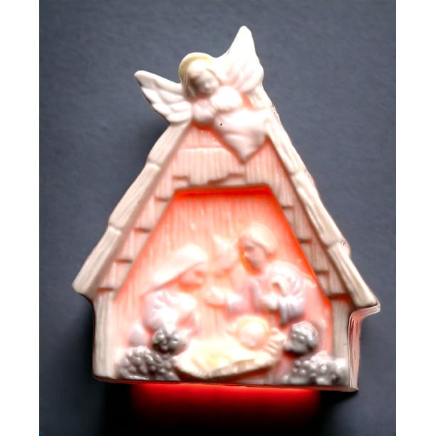 Ceramic Nativity Night Light 2.875x1.25 Religious Gift Image 2