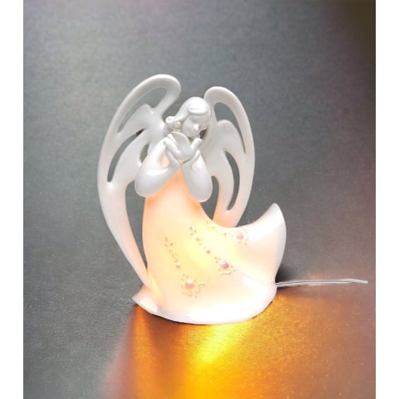 Ceramic Angel Night Light with Dove 5.5" Religious Image 1