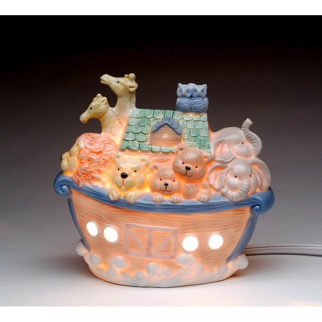 Ceramic Noahs Ark Night Light 6.75in Christmas Religious Baptism Image 3