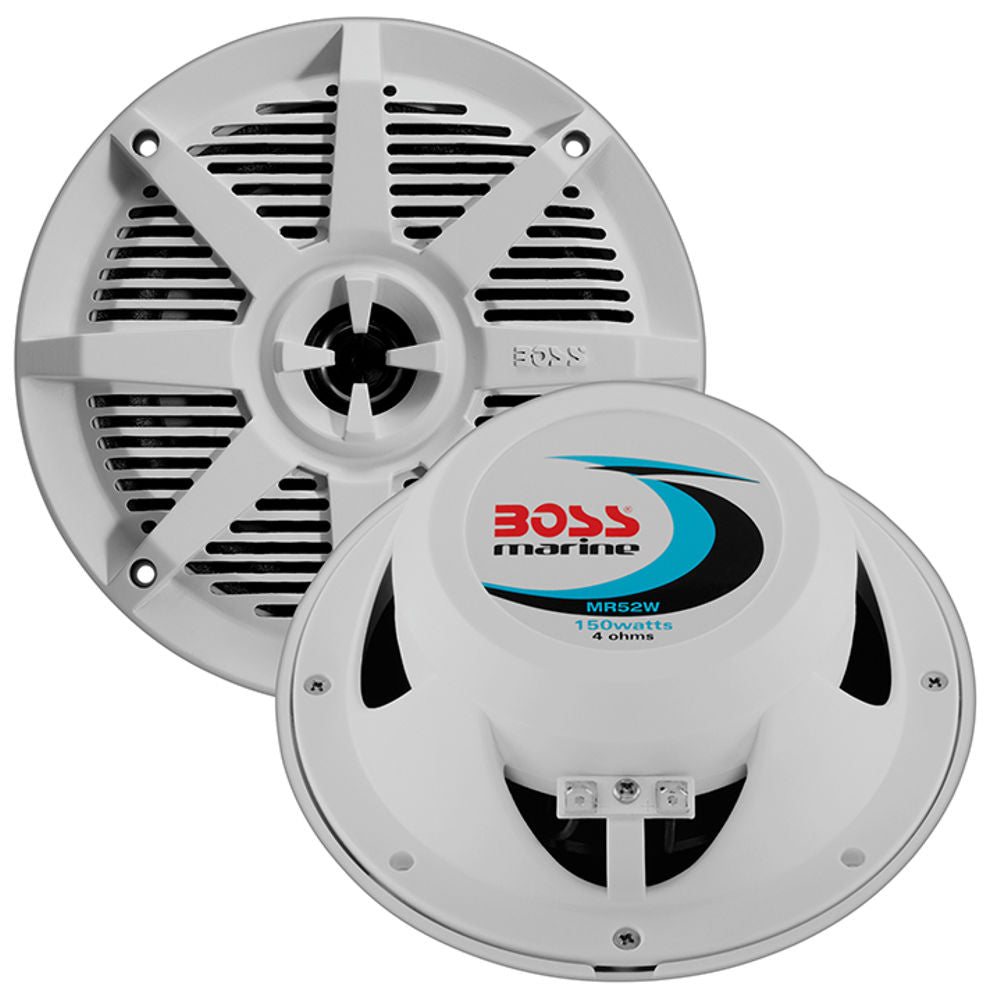 BOSS Audio MR52W 5.25 Inch Weatherproof Marine Speakers 150 Watt Per Pair Image 1