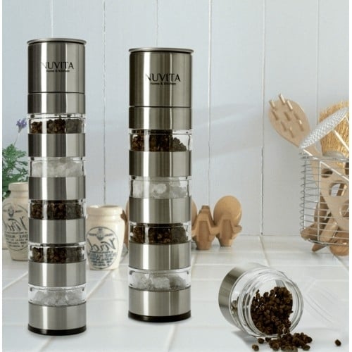Nuvita Stackable Stainless Steel 5-in-1 Salt and Pepper Mill Image 1