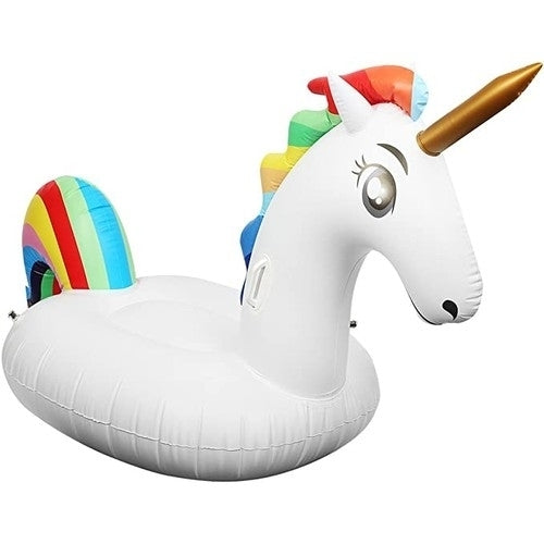 Inflatable Unicorn Pool Float,Giant Floatie Ride-On for Kids Adults Beach Swimming Pool Party Toys Lounge Raft Image 3