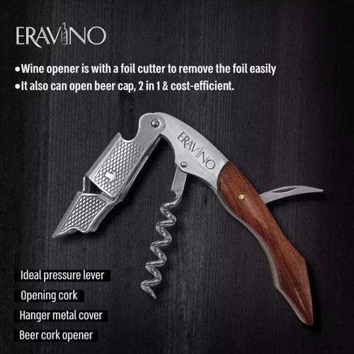 Eravino Premium All-in-One Professional Waiters Corkscrew in Rose Wood Handle Image 3