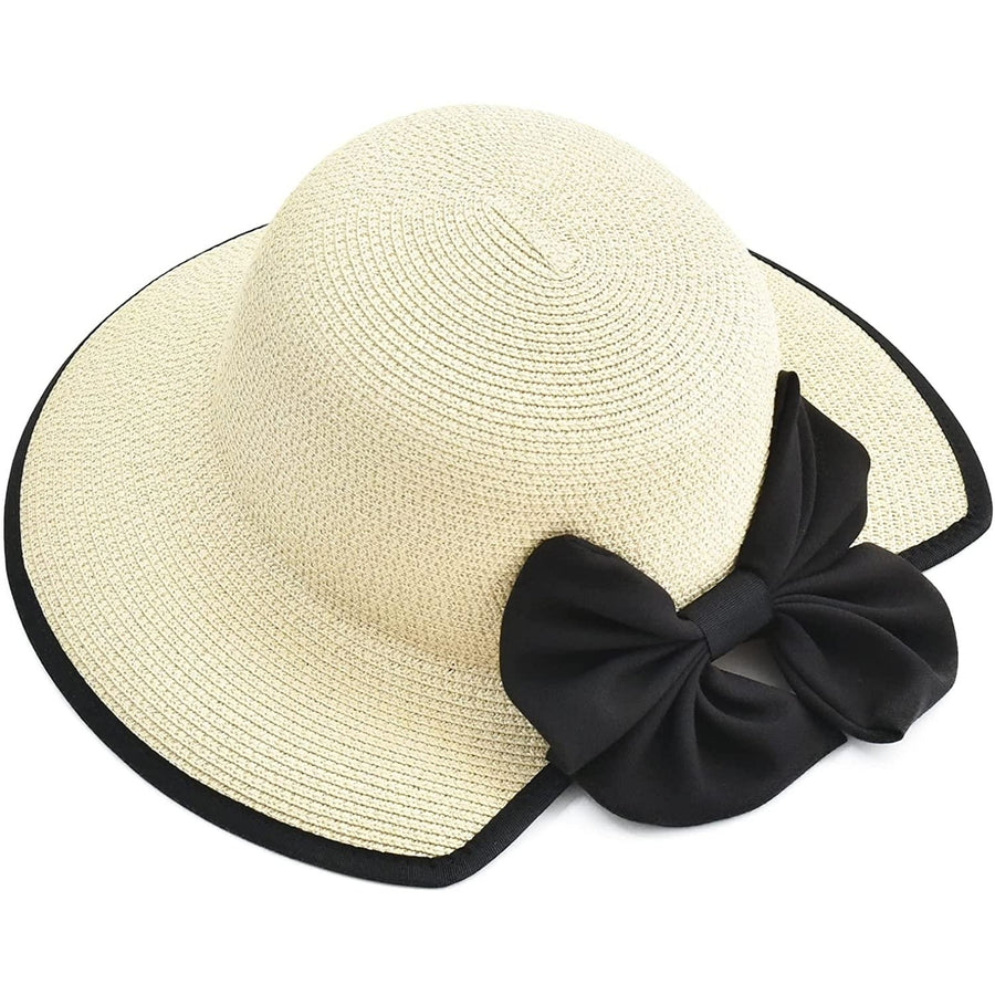 Sun Hats for Women Wide Brim Straw Beach Hat UV UPF 50+ Foldable Summer Sun Hat Image 1