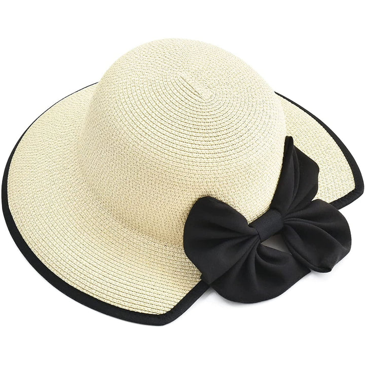 Sun Hats for Women Wide Brim Straw Beach Hat UV UPF 50+ Foldable Summer Sun Hat Image 2