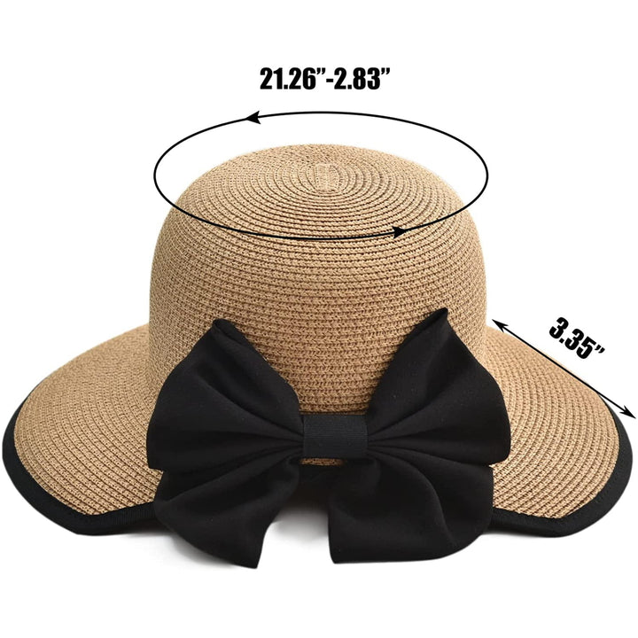 Sun Hats for Women Wide Brim Straw Beach Hat UV UPF 50+ Foldable Summer Sun Hat Image 4