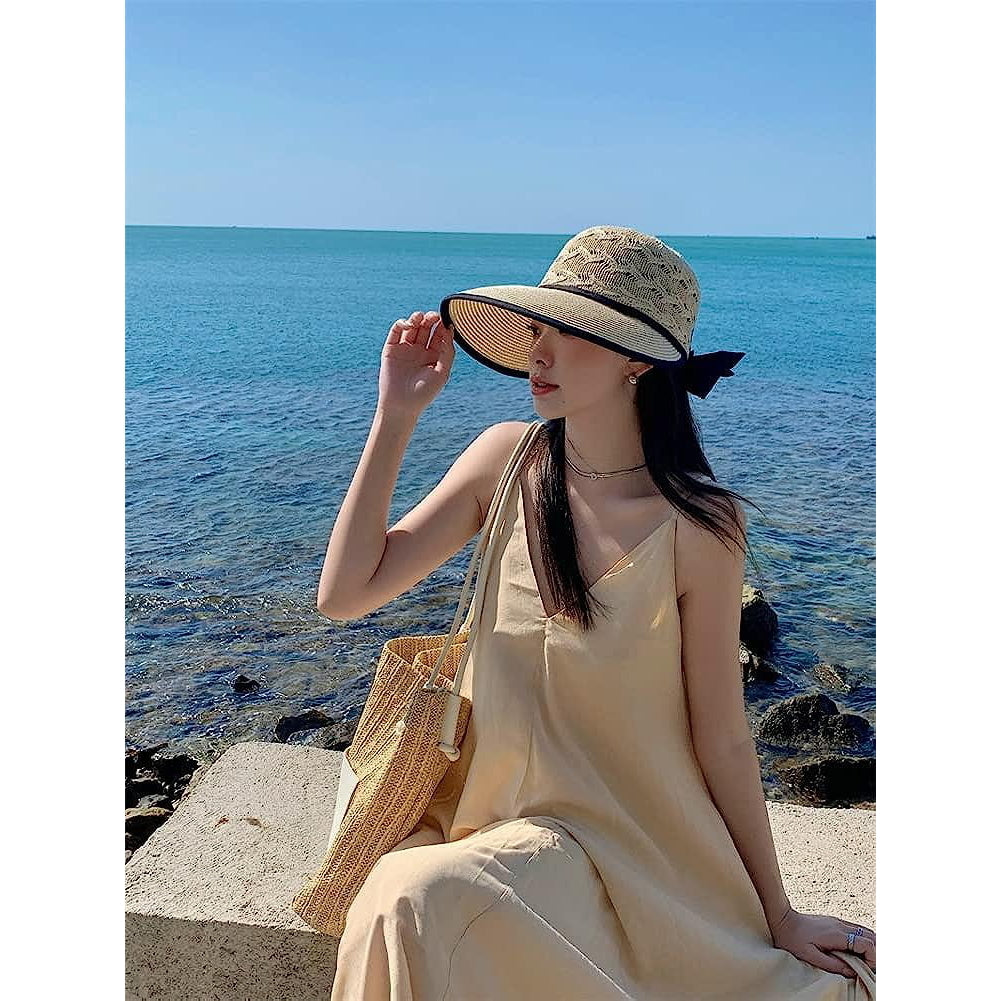 Wide Brim Beach Hats for Women Breathable Sun Hat Bucket Hat Sun Visors Fishing Cap for Travel Picnic Outdoor Summer Image 4