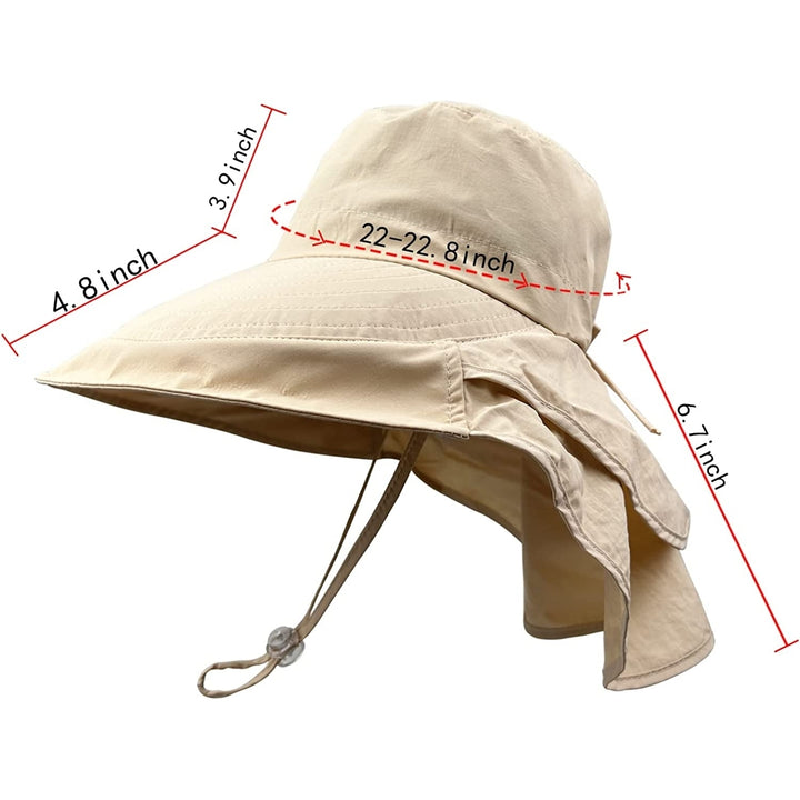 Women Sun Hats UV Protection Foldable Wide Brim Ponytail Hole Summer Men Beach Hats with Neck Flap Image 6