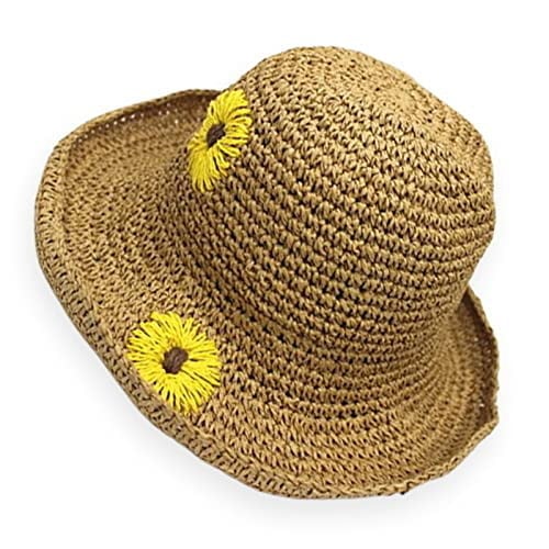 Summer Woven Straw hat Sun Flower Straw hat with Small Yellow Flowers Sun hat Image 1