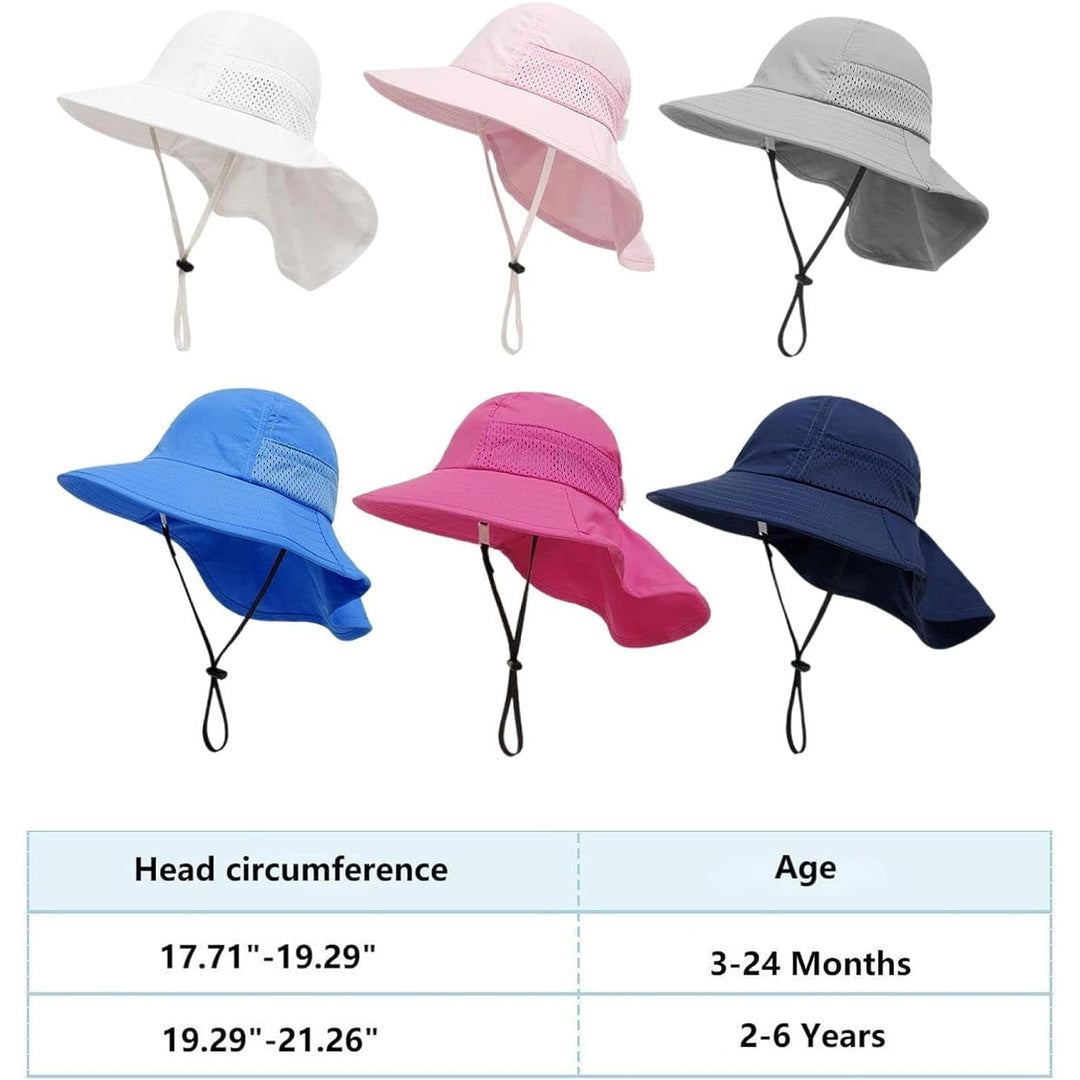 Baby Sun Hat Toddler Kids Boys Girls Wide Brim Beach Hats with Sunglasses UPF 50+ Plain Caps with Neck Flap Image 6