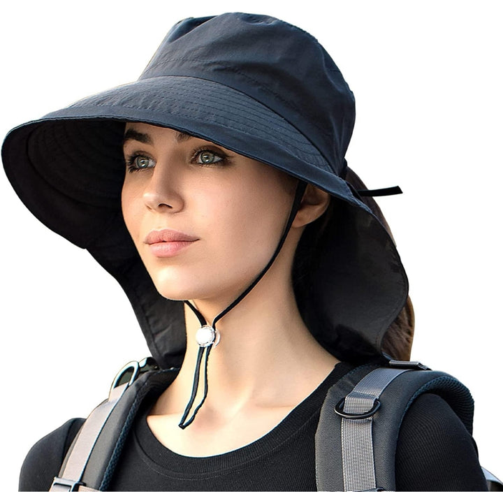 Sun Hats for Women Hiking Fishing Hat Wide Brim Hat with Large Neck Flap Sun Protection Hats for Men and Women Image 1