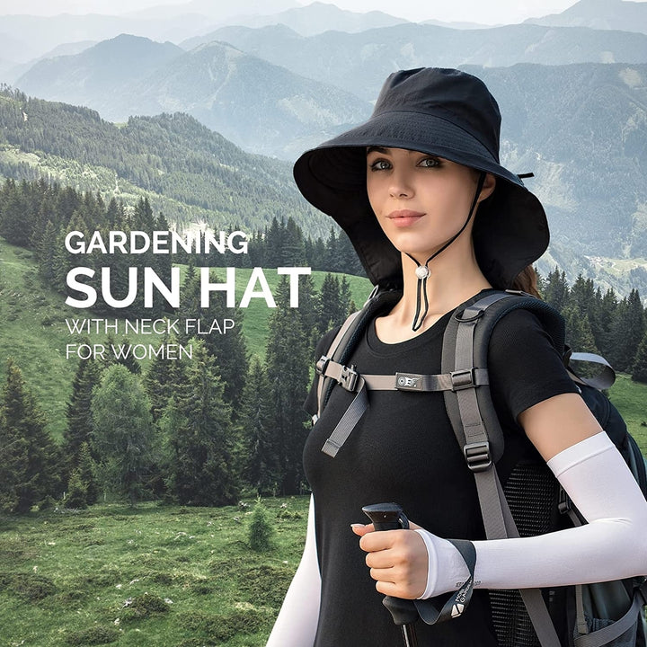 Sun Hats for Women Hiking Fishing Hat Wide Brim Hat with Large Neck Flap Sun Protection Hats for Men and Women Image 4