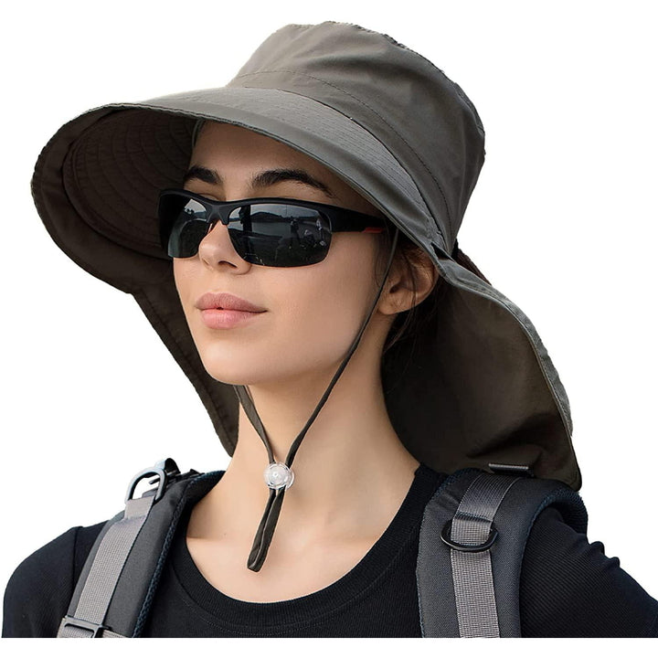 Sun Hats for Women Hiking Fishing Hat Wide Brim Hat with Large Neck Flap Sun Protection Hats for Men and Women Image 7