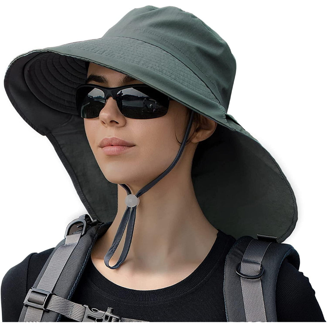 Sun Hats for Women Hiking Fishing Hat Wide Brim Hat with Large Neck Flap Sun Protection Hats for Men and Women Image 8