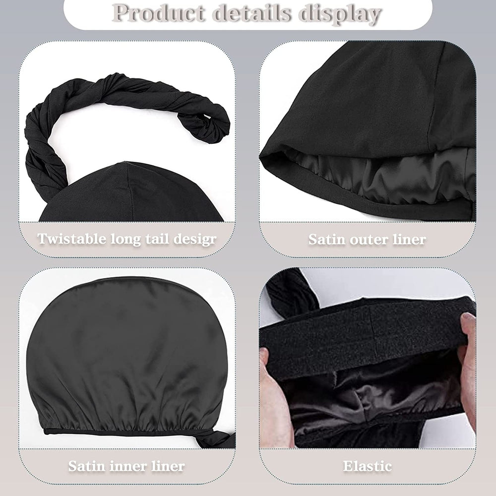 2PCS Turban for Men Halo Turban Satin Lined Turban for Men Head Wraps for Men Women Mens Turban for Sleeping Nature Hai Image 2