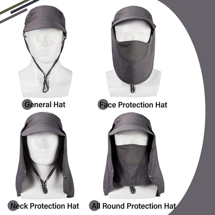 4 Set Sun Hat Fishing Hats UPF 50+ Outdoor Hiking Hat UV Sun Protection Hat with Neck Flap Face Mask and 4 Pack Arm Image 4