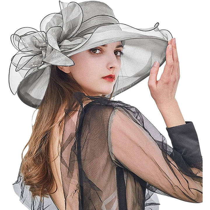 Derby Hat for Women 2023 Organza Tea Party Fascinator Hats Fashionable Church Hats Brides Beach Sun Hat Image 1