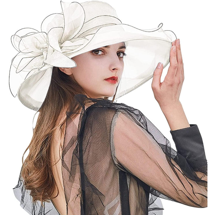 Derby Hat for Women 2023 Organza Tea Party Fascinator Hats Fashionable Church Hats Brides Beach Sun Hat Image 6