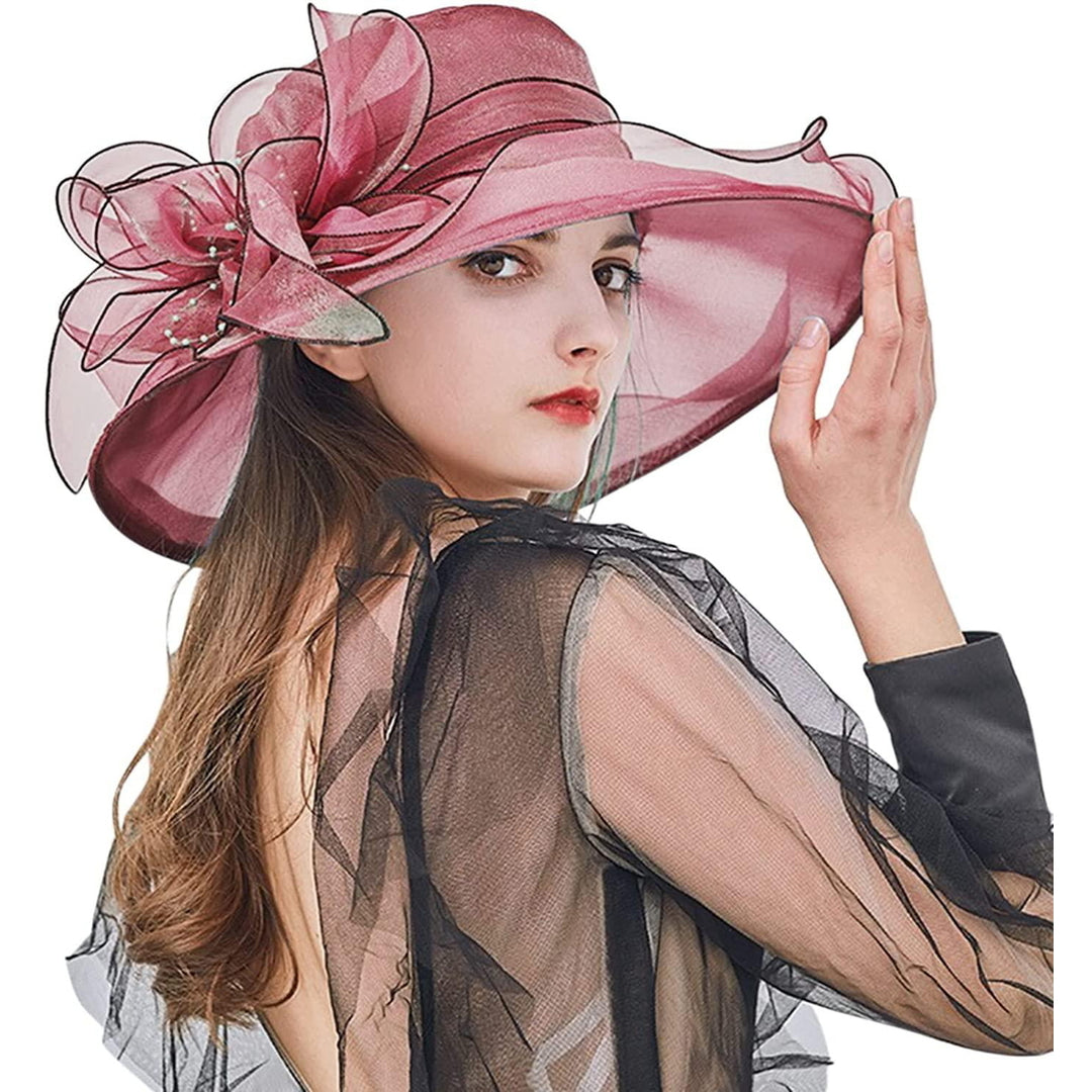 Derby Hat for Women 2023 Organza Tea Party Fascinator Hats Fashionable Church Hats Brides Beach Sun Hat Image 7